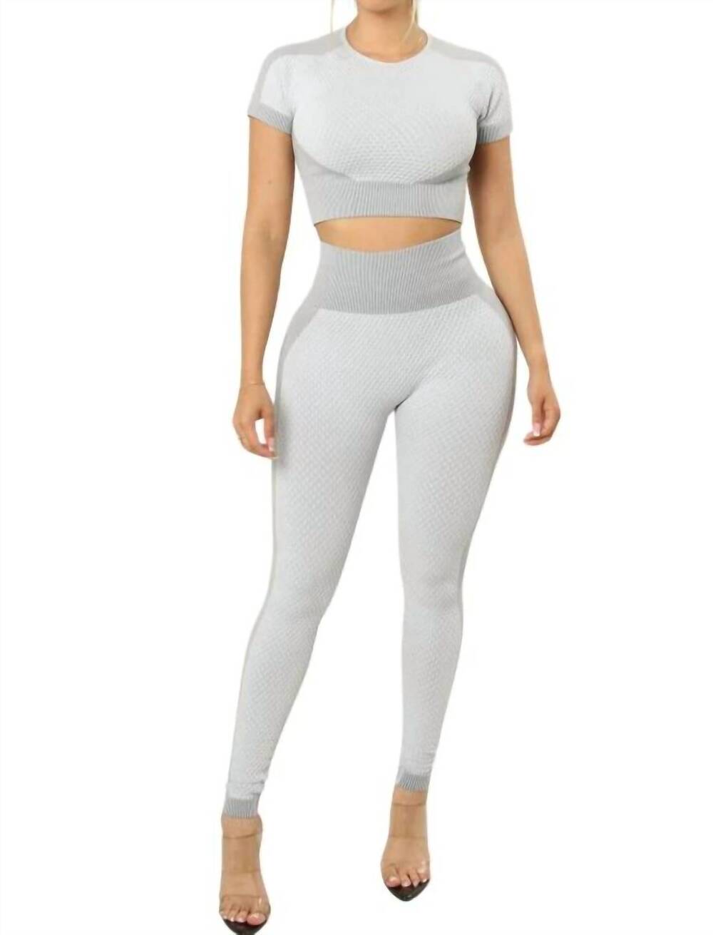 NEW NEW MIX embossed active set in light grey